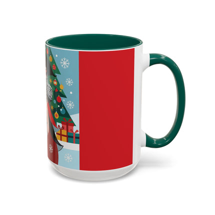 ❤️ The Lady Of The Crimson Scarf Colorful Mug – Art Deco Christmas Elegance