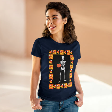 Candy Corn Skeleton Women's Midweight Cotton Tee