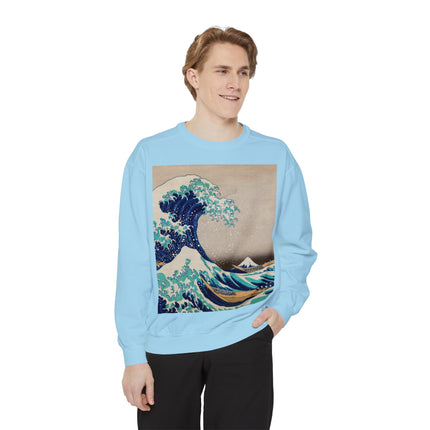 The Great Wave off Kanagawa by Katsushika Hokusai Garment-Dyed Sweatshirt