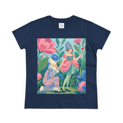 🌸🎭 The Garden Masquerade Cotton Tee – Art Deco Floral Whimsy