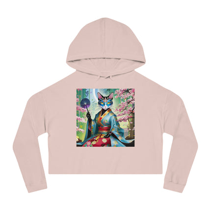 Cyberpunk Geisha Cropped Hooded Sweatshirt