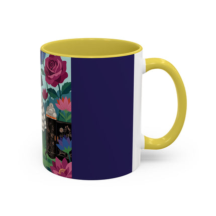 The Lady Of The Lotus Garden Colorful Mugs – Art Deco Botanical Elegance