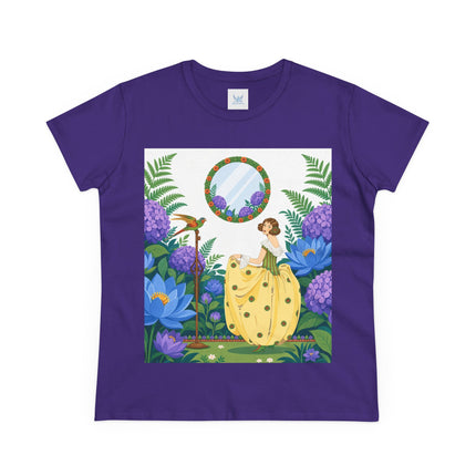 🦜🪷 The Parrot Garden Reflection Cotton Tee – Art Deco Fashion Whimsy