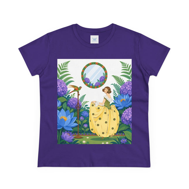 🦜🪷 The Parrot Garden Reflection Cotton Tee – Art Deco Fashion Whimsy