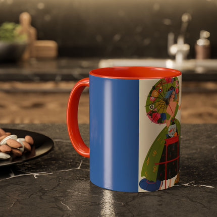 Lady with the Golden Fish Colorful Mugs – Whimsical Fashion & Playful Fantasy