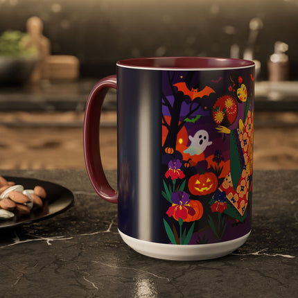 🌙🎃 The Moonlit Garden Masquerade Colorful Mug – Floral Halloween Charm