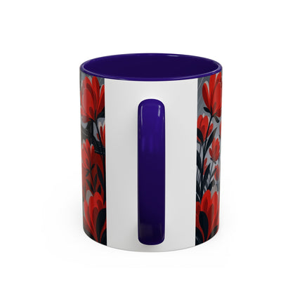 ☔🌹 The Scarlet Rainstorm Promenade Colorful Mug – Art Deco Motoring Elegance