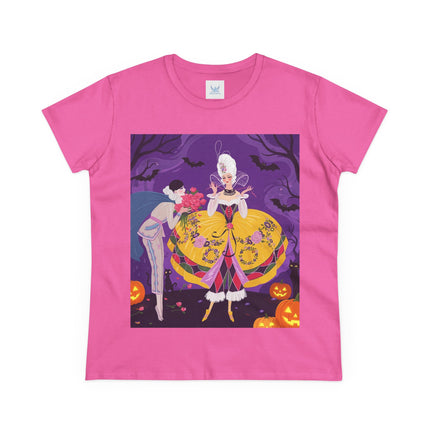 🎭🌹 The Harlequin Rose Masquerade Cotton Tee – Theatrical Halloween Romance