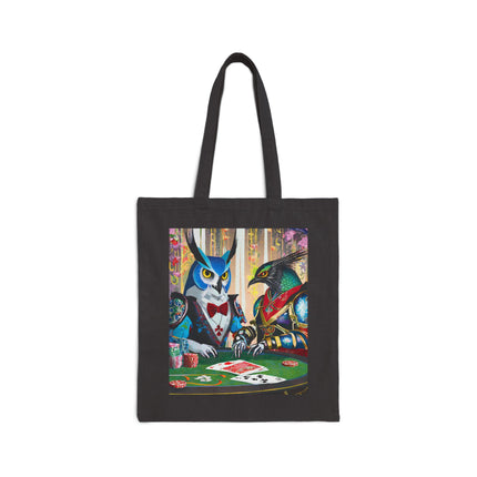 Cyberpunk Owl & Raven Cotton Canvas Tote Bag