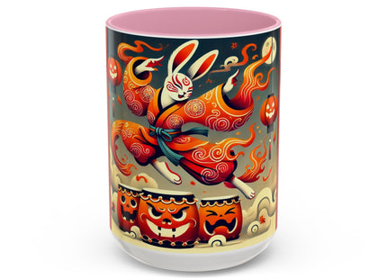 Jack-O’-Lantern Drums & The Kabuki Rabbit Colorful Mugs (11oz, 15oz)