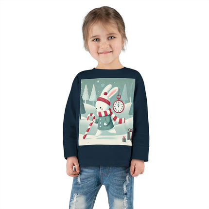 Candy Cane Timekeeper Bunny Toddler Long Sleeve Tee