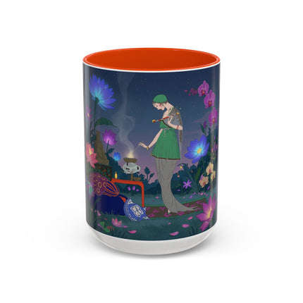 Moonlit Incense Ceremony Colorful Mugs – Art Deco Meditation Garden