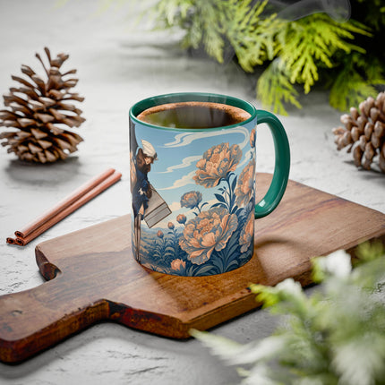 ☔🌸 The Grand Floral Journey Colorful Mug – Art Deco Travel Elegance