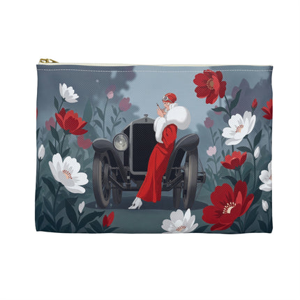 🚗🌺 The Lady Of The Grand Touring Car Accessory Pouch – Art Deco Motoring Elegance
