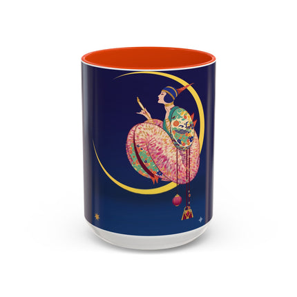 Moonlit Reflections Colorful Mug (11oz, 15oz) – Celestial Elegance, Art Deco Beauty & Dreamy Style