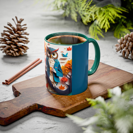 Owl at an Autumn Park Colorful Mugs (11oz, 15oz)
