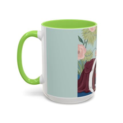 The Lady Of The Scarlet Chaise Colorful Mugs – Art Deco Romantic Elegance