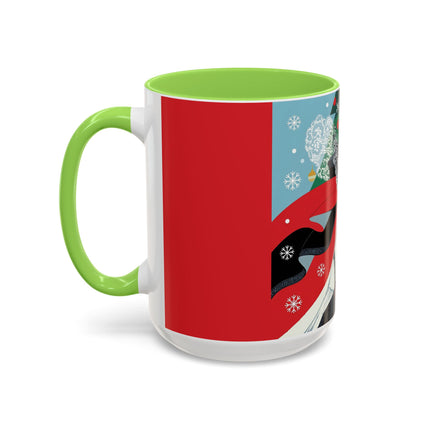 ❤️ The Lady Of The Crimson Scarf Colorful Mug – Art Deco Christmas Elegance