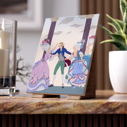 🎭🌸 Blindman’s Bluff Ceramic Tile – Rococo Courtship Whimsy