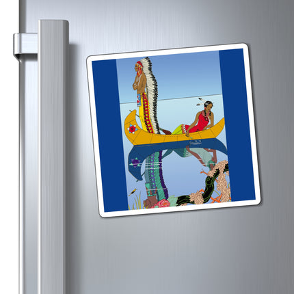 Le long du Missouri (Indian couple on the Missouri River) by George Barbier Magnets (3 Sizes)