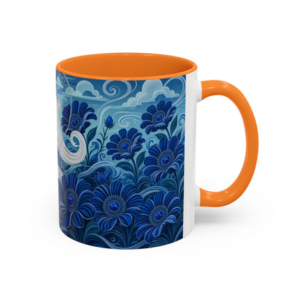 💙🌸 The Sapphire Wind Dancer Colorful Mug – Art Deco Floral Fantasy
