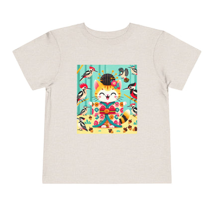 Geisha Kitten in the Woodpecker Grove Toddler Short Sleeve Tee