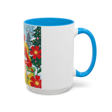 ☕🎄 Christmas Tea In The Snow Garden Colorful Mug – Art Deco Holiday Friendship