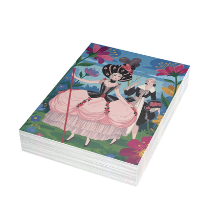 🌹🎭 The Lady Of The Rose Masquerade Greeting Card – Art Deco Garden Elegance
