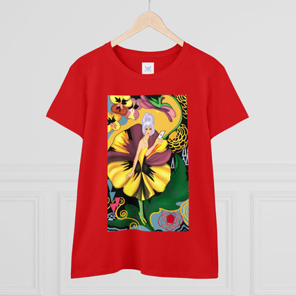Women's Enchanted Pansy Print Midweight Cotton Tee