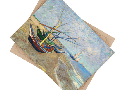 Fishing Boats on the Beach at Saintes-Maries by Vincent Van Gogh Ceramic Tile