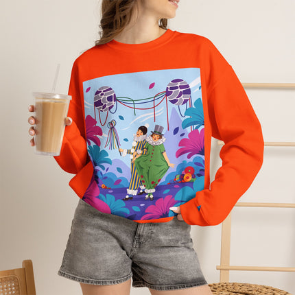🎭🌸 The Garden Masquerade Crewneck Sweatshirt – Art Deco Floral Whimsy
