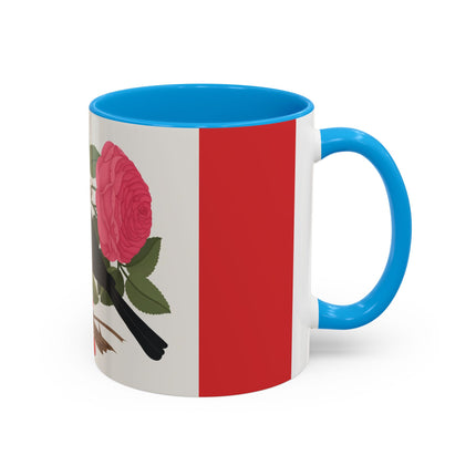 Blackbird & Rose Colorful Mugs – Timeless Elegance & Nature's Harmony