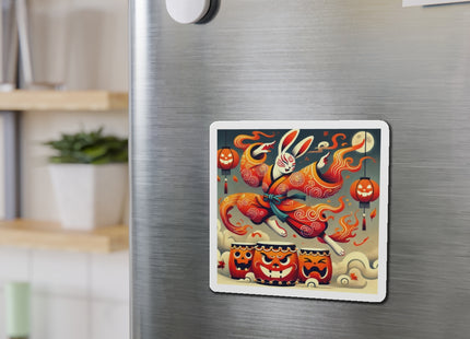 Jack-O’-Lantern Drums & The Kabuki Rabbit Die-Cut Magnets (4 Sizes)