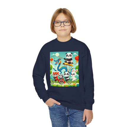 Rolling Along Together Youth Crewneck Sweatshirt – Friendship, Motion & Joyful Adventure