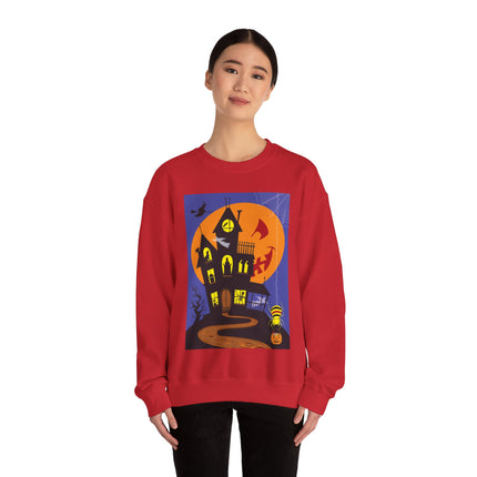 Halloween Night at the Haunted House Unisex Heavy Blend™ Crewneck Sweatshirt