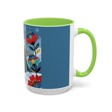 ❤️❄️ The Winter Heart Messenger Colorful Mug – Art Deco Snow Garden Fantasy