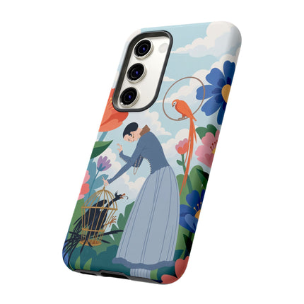 🦜🌺 The Lady Of The Garden Aviary Phone Case – Art Deco Floral Whimsy