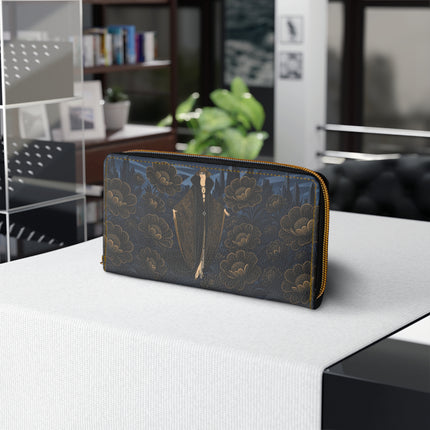 🖤🥀 The Midnight Golden Blossom Wallet – Art Deco Noir Elegance