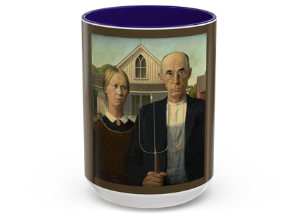 American Gothic by Grant Wood Colorful Mugs (11oz, 15oz)