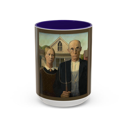 American Gothic by Grant Wood Colorful Mugs (11oz, 15oz)