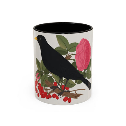 Blackbird & Rose Colorful Mugs – Timeless Elegance & Nature's Harmony