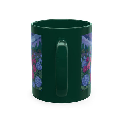 🦚🌸 The Lady & The Peacock On The Garden Steps Ceramic Mug – Art Deco Garden Elegance