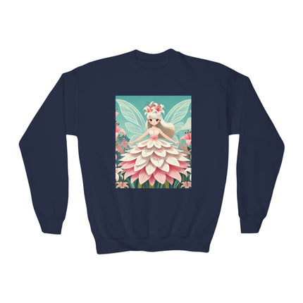 Lily Fairy in Bloom Youth Crewneck Sweatshirt – Grace, Renewal & Gentle Magic