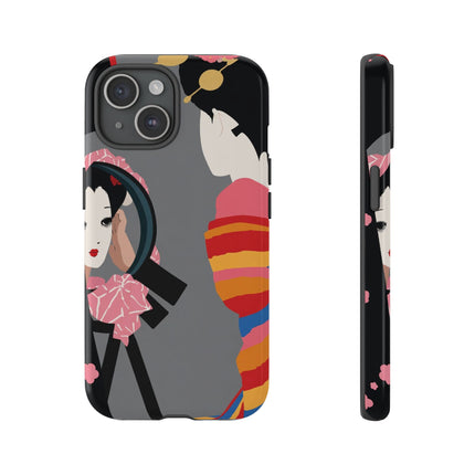 Geisha Mirror Phone Case – Elegant Reflection & Timeless Beauty