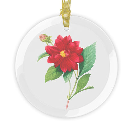 Dahlia botanical illustration by Pierre-Joseph Redouté Glass Ornament