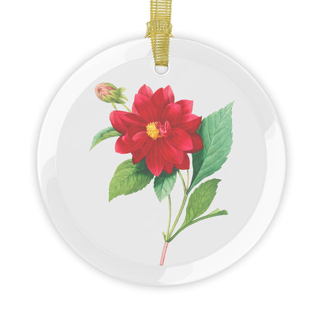 Dahlia botanical illustration by Pierre-Joseph Redouté Glass Ornament