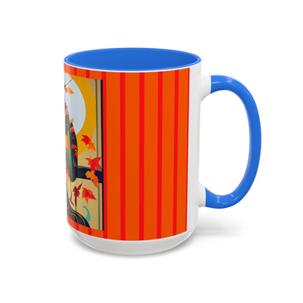 Black Cat in Kimono Colorful Mugs, 11oz