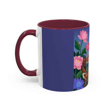 The Lady And The Garden Dragon Colorful Mugs – Art Deco Mythical Botanical Elegance