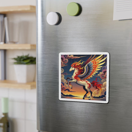 Flame-Winged Horse at Sunset Die-Cut Magnets (4 Sizes)