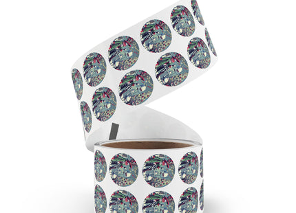 Whimsical Christmas Tea Party Round Sticker Label Rolls